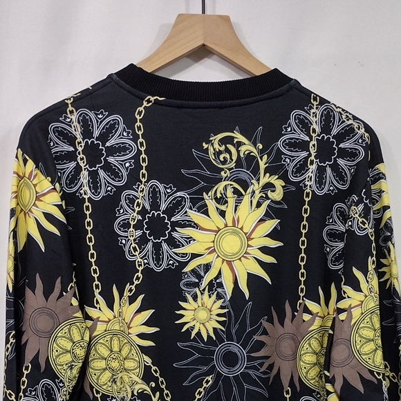 NWT Sergio Giovanni Floral Gold Chain Sweatshirt Men's 2XL Multicolor Boho Retro - Picture 6 of 8